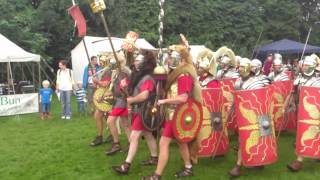 Roman Reenactment at the Amphitheatre in Caerleon Marching In [upl. by Yelsnia]