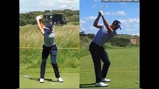 Justin Thomas golf swing  Long Iron faceon amp downtheline July 2017 [upl. by Llehsam]