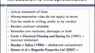 Misrepresentation Lecture 1 of 4 [upl. by Nichole229]